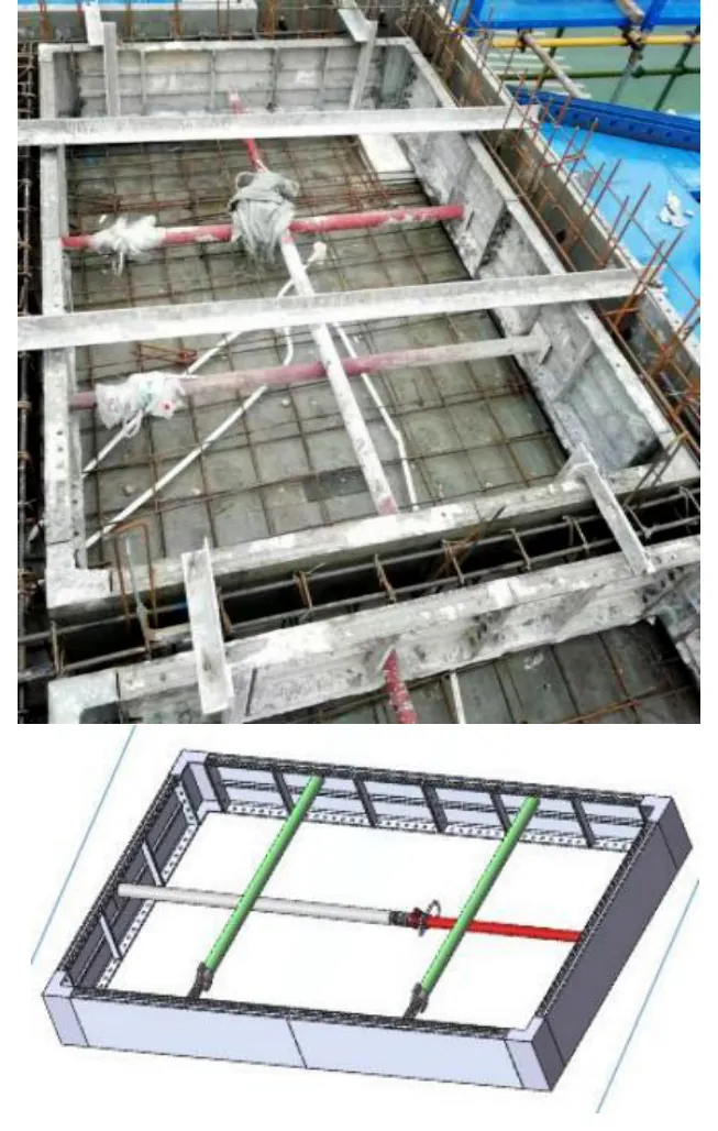 Ảnh hiện trường và mô hình chống đối xứng tại vị trí hạ cốt lớn.